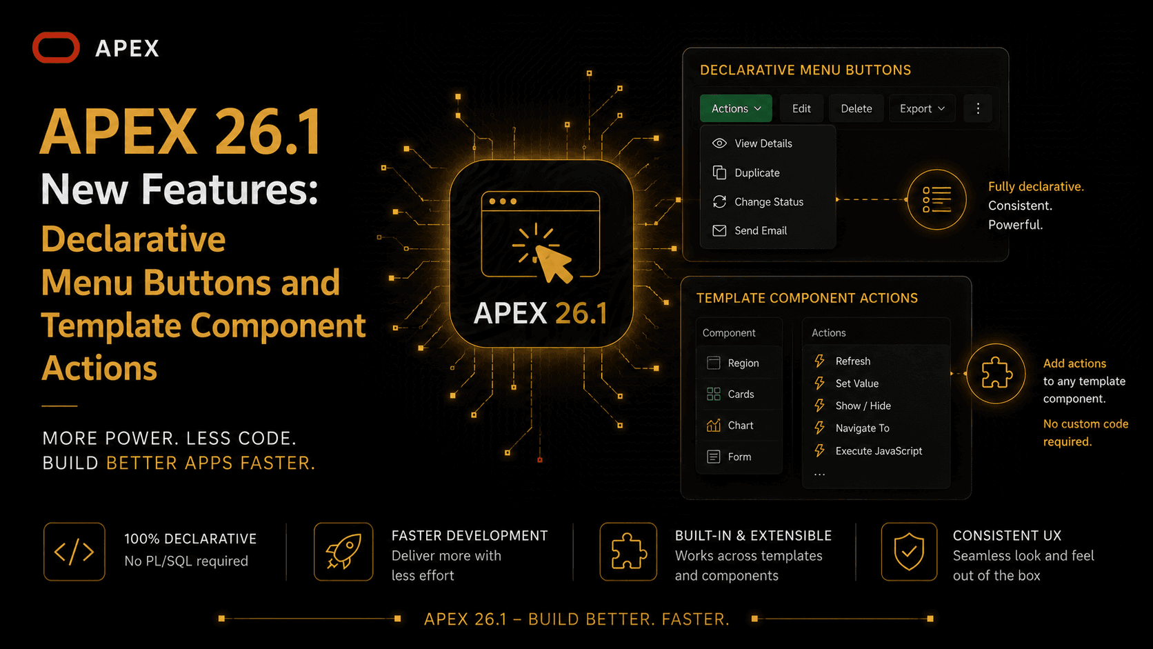 APEX 26.1 New Features: Declarative Menu Buttons and Template Component Actions